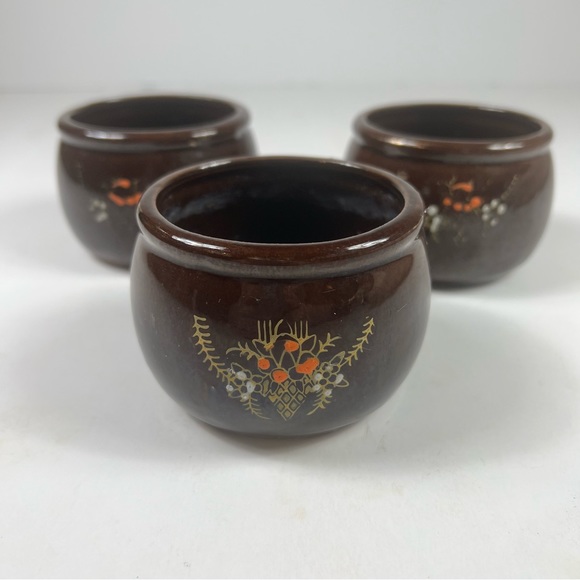 Vintage Hand painted Japanese Glazed Cups - Set of 3 - Picture 3 of 9